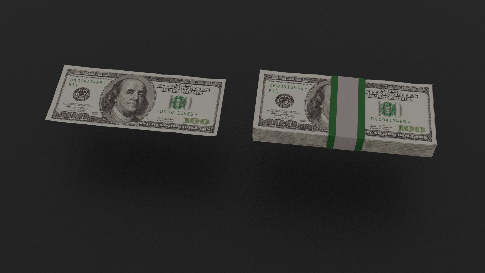 $100 Bill and Strap of Bills preview image 1